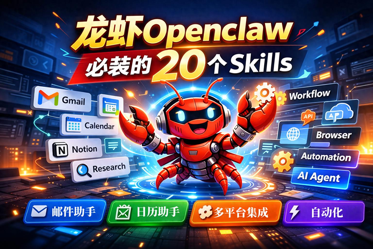 别再瞎装 OpenClaw 插件了！这 20 个必装 Skill，从安全到全能一步到位