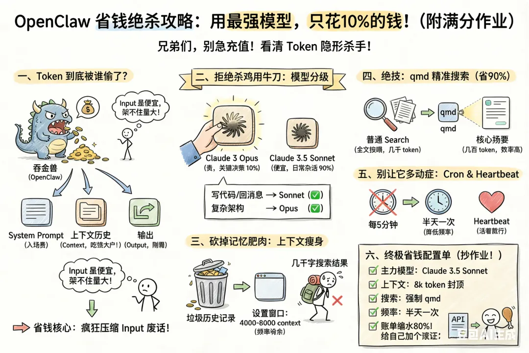 OpenClaw 这样调，顶配 AI 模型随便用，每月省 90% 成本