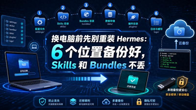 换电脑前必看！Hermes 6 大核心位置备份，Skills 与 Bundles 全不丢